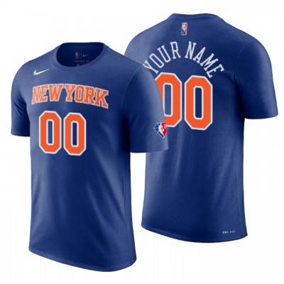 New York Knicks Custom Blue Men's Nike 2021 22 NBA 75th Anniversary Diamond T Shirt